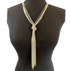 Silver & Gold Knotted Tassel Necklace Dot & Dash Chain Knot Necklace